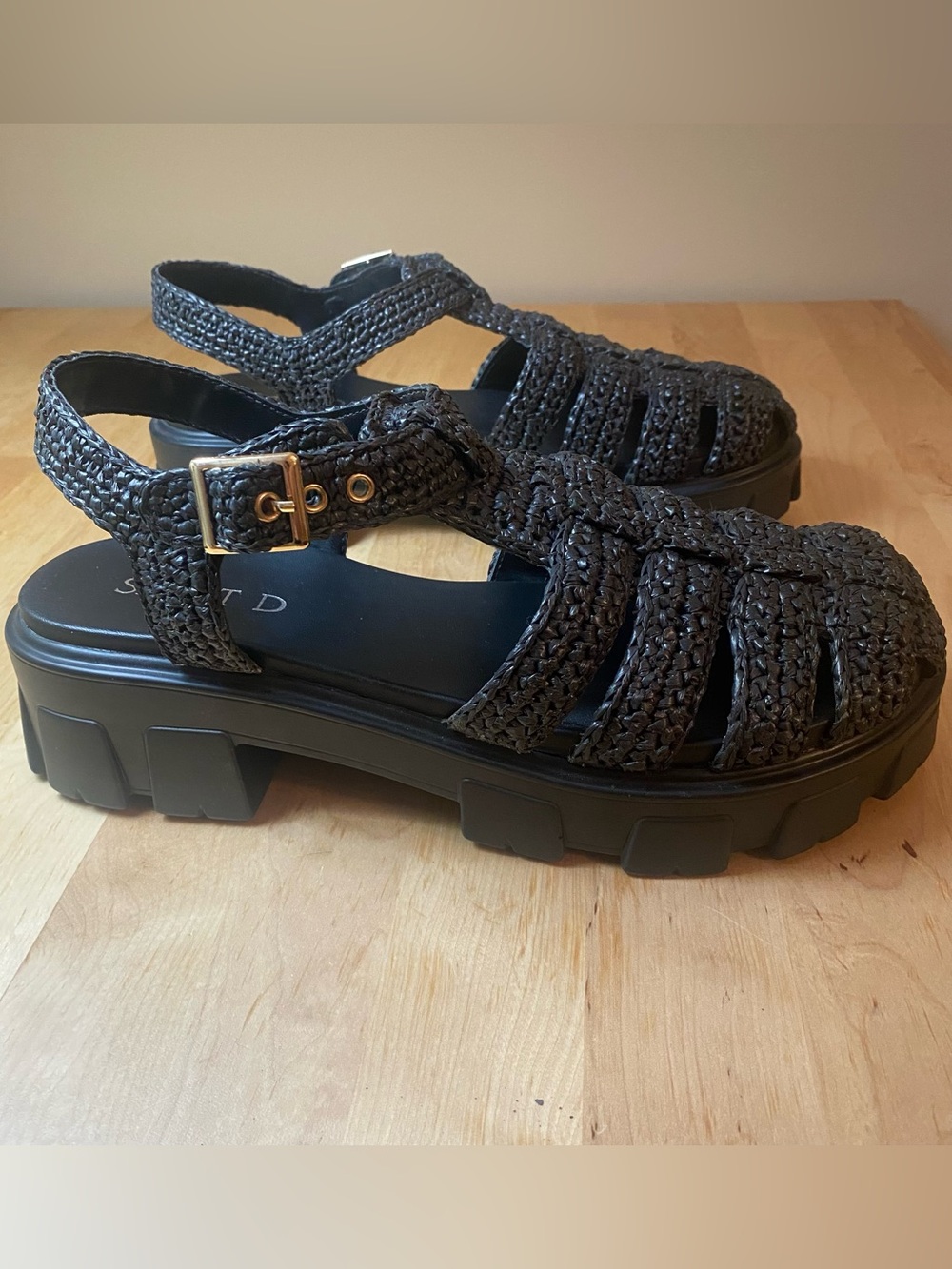 Anthropologie Silent D Freda Fisherman Sandal Woven Raffia Chunky Rubber Sole 10